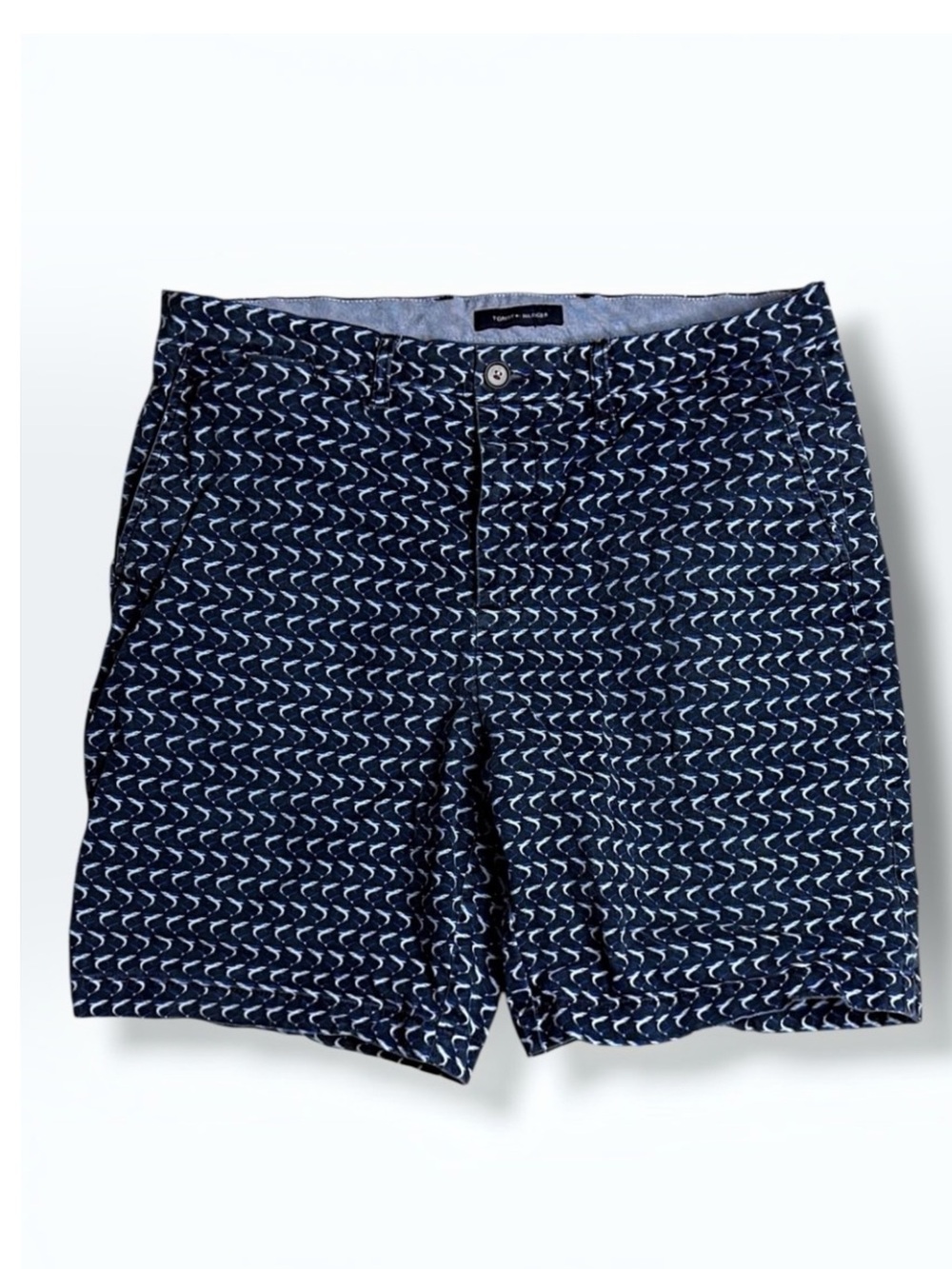 Tommy Hilfiger Men's Shorts Size 36 Blue Printed Flat Front Casual Summer